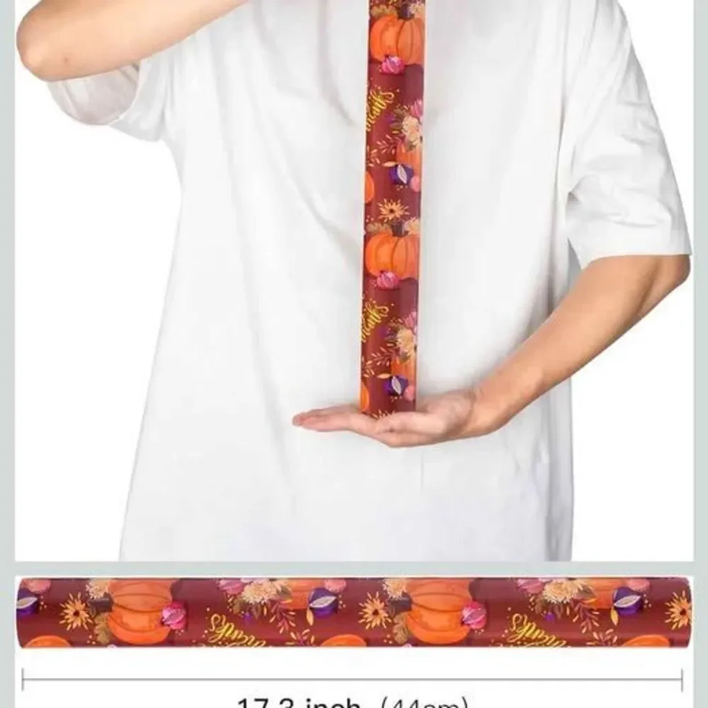 Lot of 6 Thanksgiving Wrapping Paper Roll, Give Thanks Pumpkin Floral Design